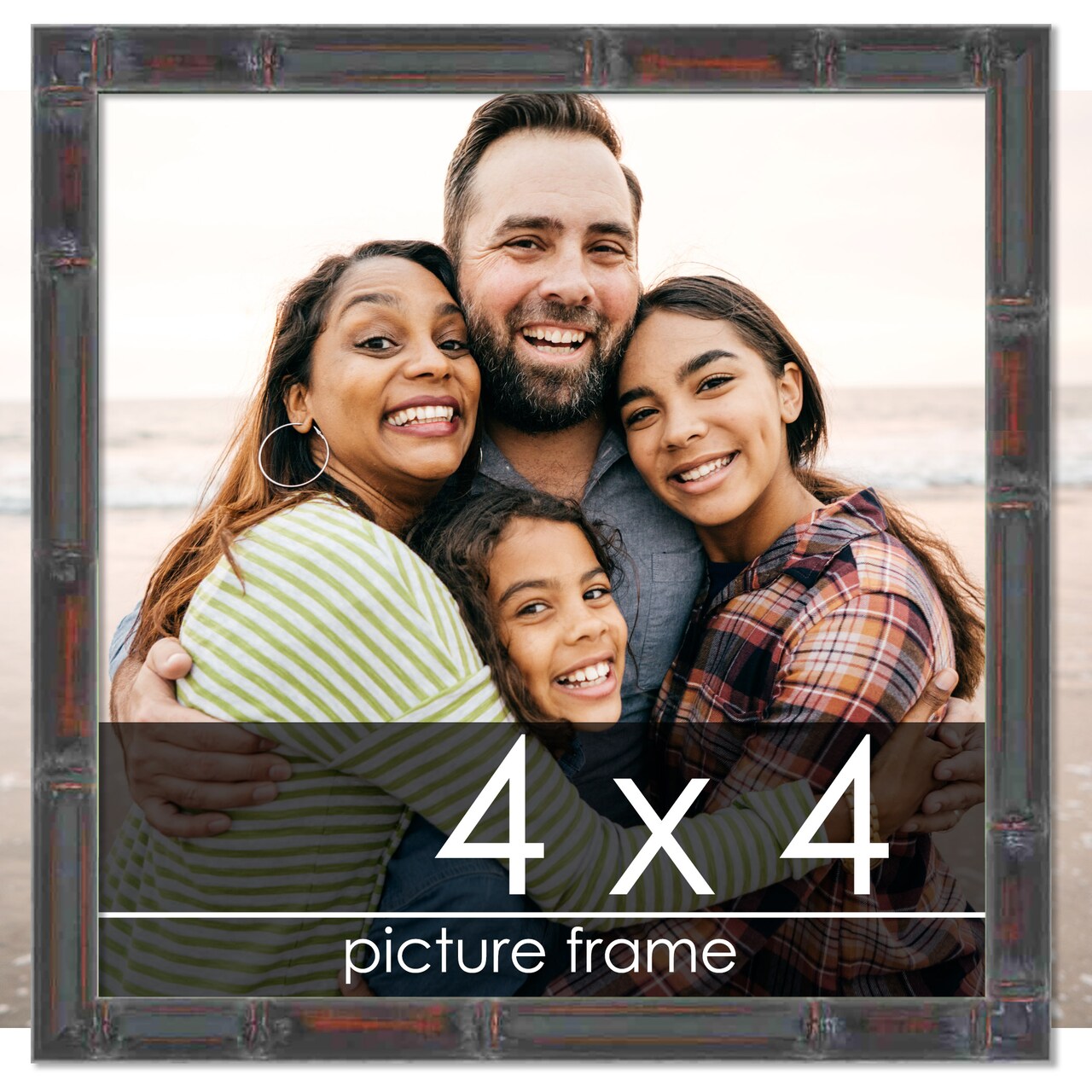 4x4 Thin Bamboo Picture Frame with UV-Resistant Acrylic & Acid Free Backing, Available in 2 Finishes - Gold and Brown